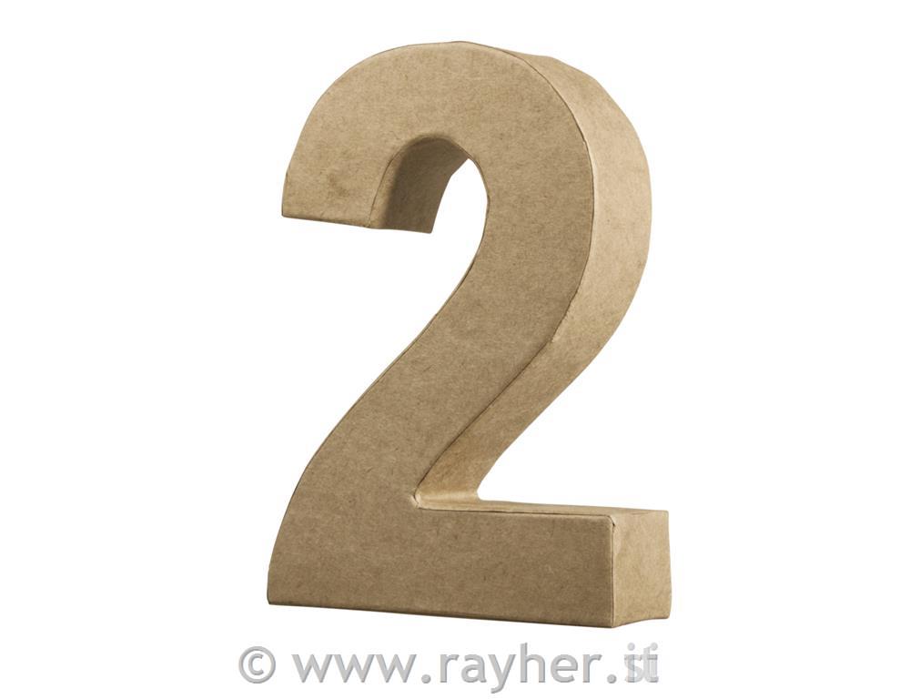 Numero cartapesta "2" FSC Recycled 100%15x10,3x3cm