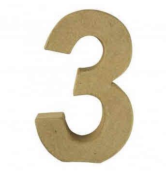 Numero cartapesta "3" FSC Recycled 100%15x9,4x3cm