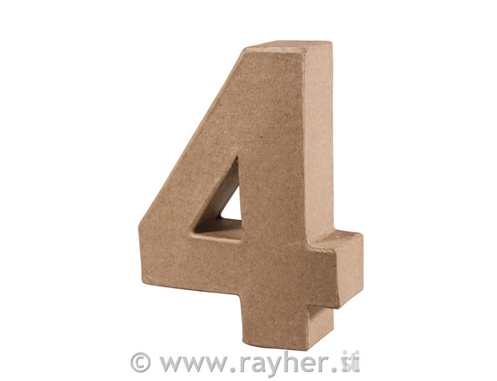 Numero cartapesta "4" FSC Recycled 100%15x10,5x3cm