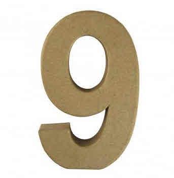 Numero cartapesta "9" FSC Recycled 100%15x9,4x3cm