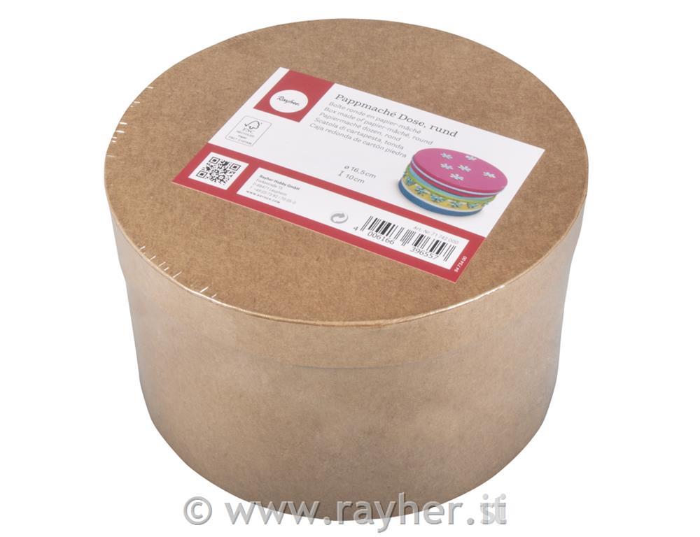 Škatla iz papmacheja, okrogla, fi:16,5 cm, višina 10cm