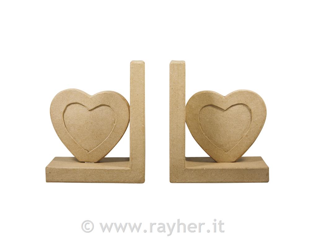 Fermalibri cartapesta FSC Recycled 100%13x9x16cm, cornice cuore, 2 parti