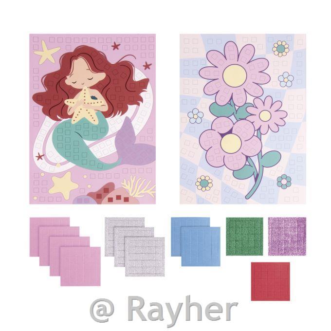 Adesivo mosaico sirena e fiore