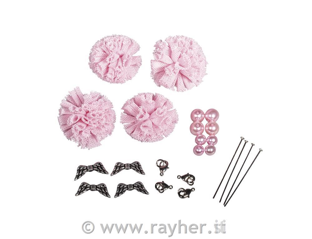 Ustvarjalni set: Pompom Angel, pink, 2.5x2.5x5cm, set 4