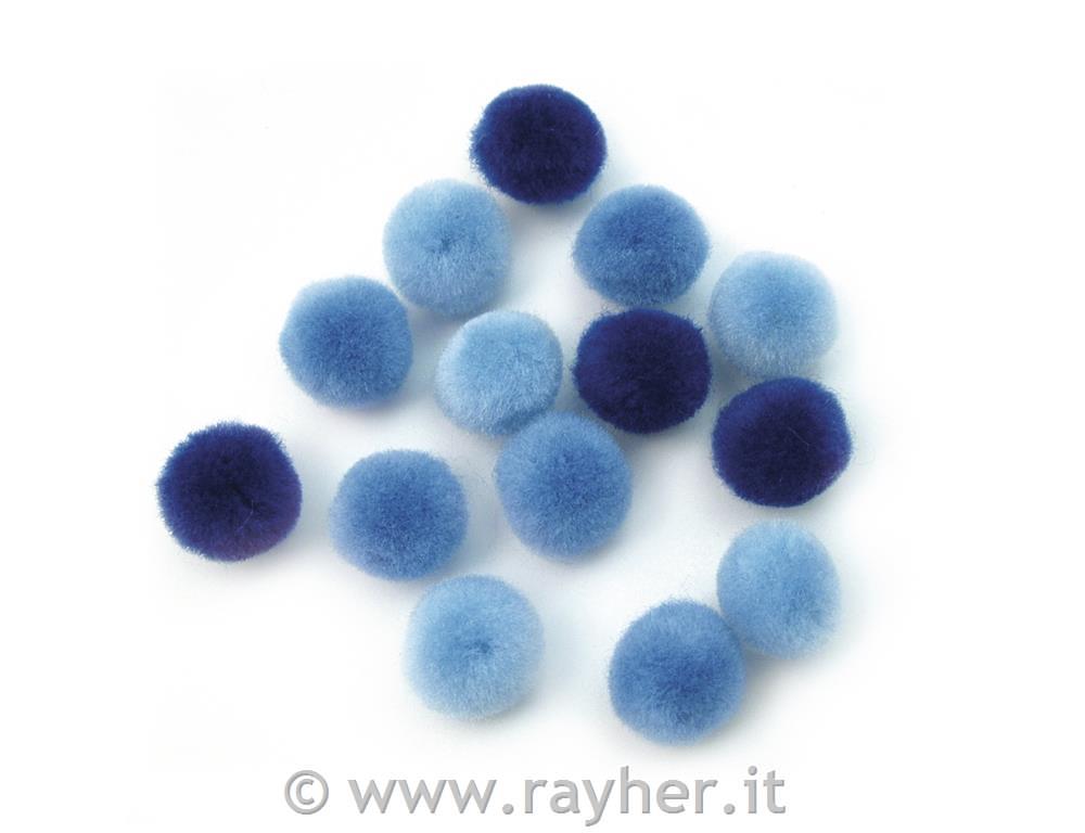 Pompon15 mm, busta 60 pzblu assortito