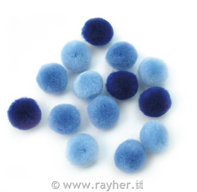 Pompon15 mm, busta 60 pzblu assortito