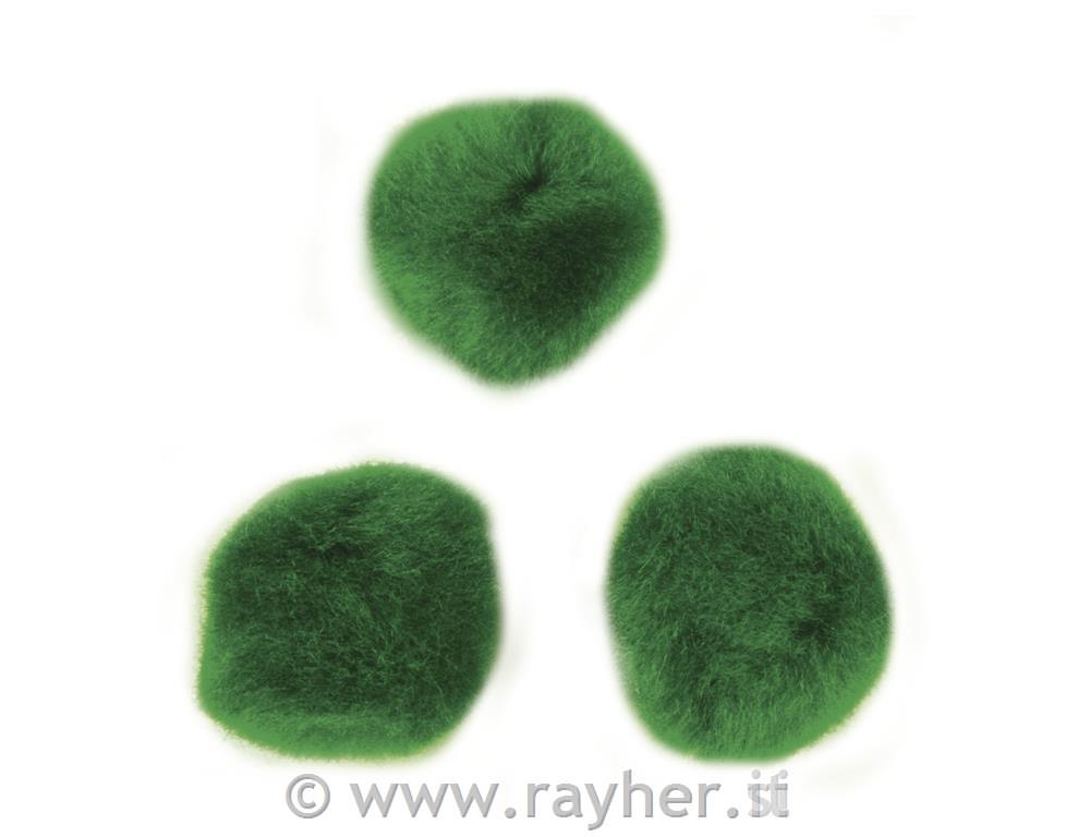 Pompons, green, 15 mm, tab-bag 60 pcs.