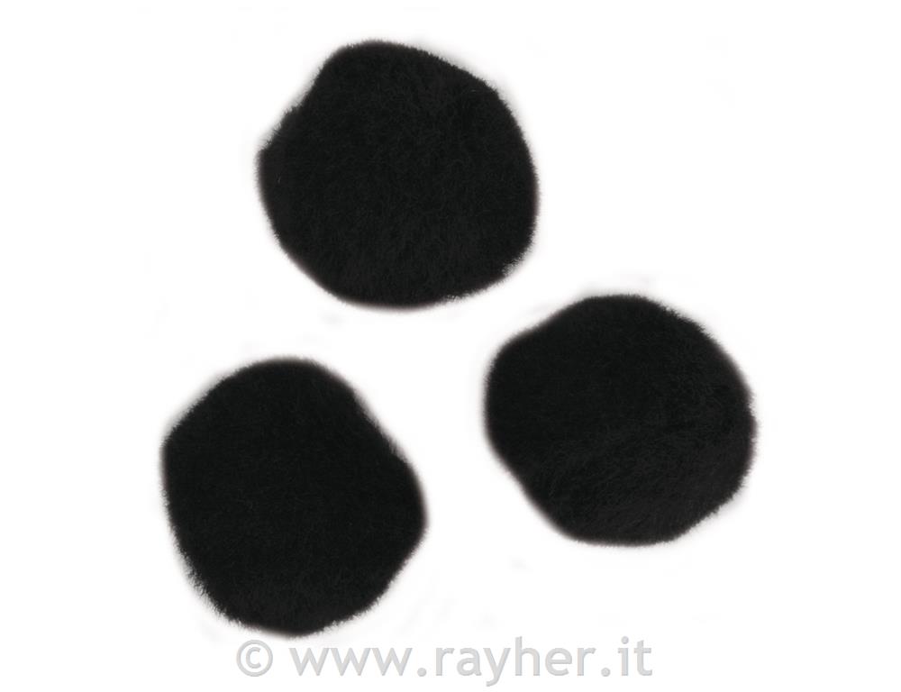 Pompons, black, 20 mm, tab-bag 50 pcs.