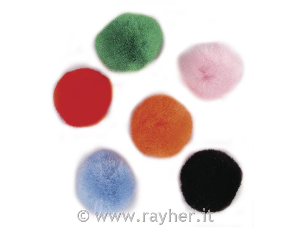 Pompons25 mm, busta 35 pzassortiti