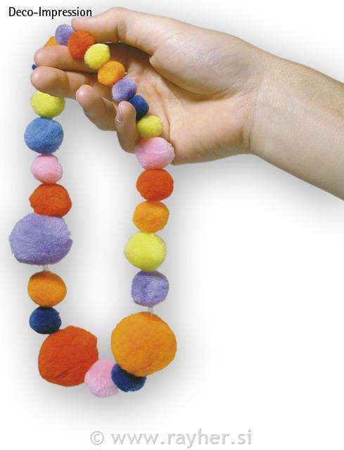 Pompons da infilare4 misure/colori,busta 100 pzassortiti