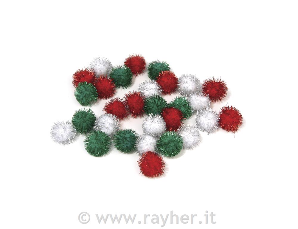 Metallic-Pompons, 15 mm, assorted, mixed