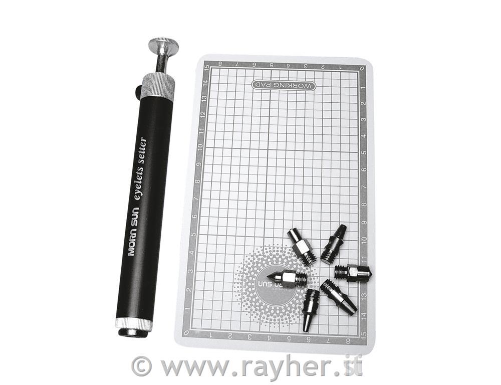 Eyelet-Setter, con 6 puntefunzione-bottone da premere, bus.blis. 1