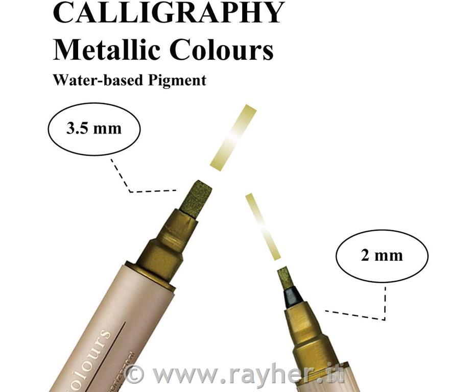 Penna-calligrafia metallica2+3,5 mm, busta 1 pzoro