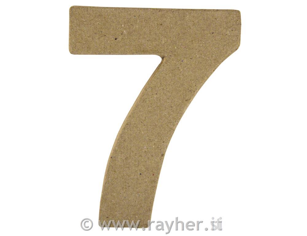 Številka iz papirne mase, 7, višina 10 cm, debelina 1 cm