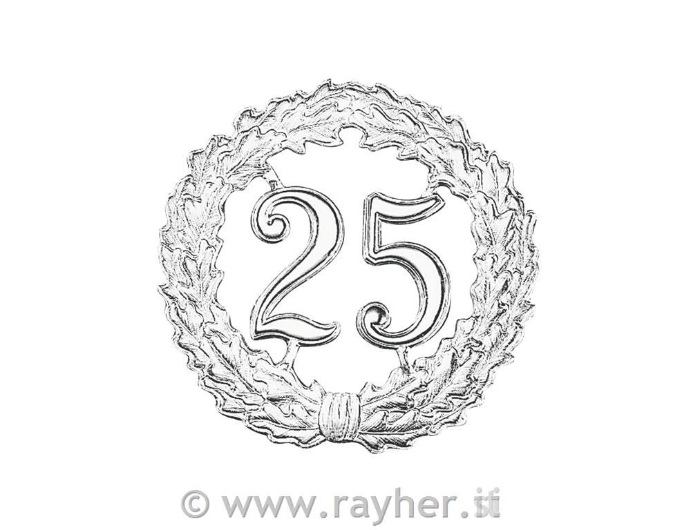 Številka v vencu, srebrna, "25"