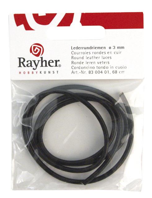 Cordoncino tondo in cuoio3 mm o, busta 68 cmnero