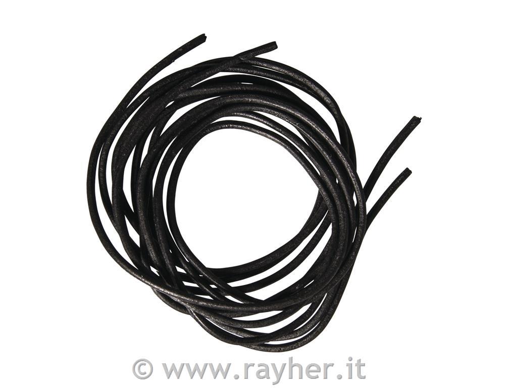 Usnjena vrvica, 2 mm, 100 cm, 2 kom., črna