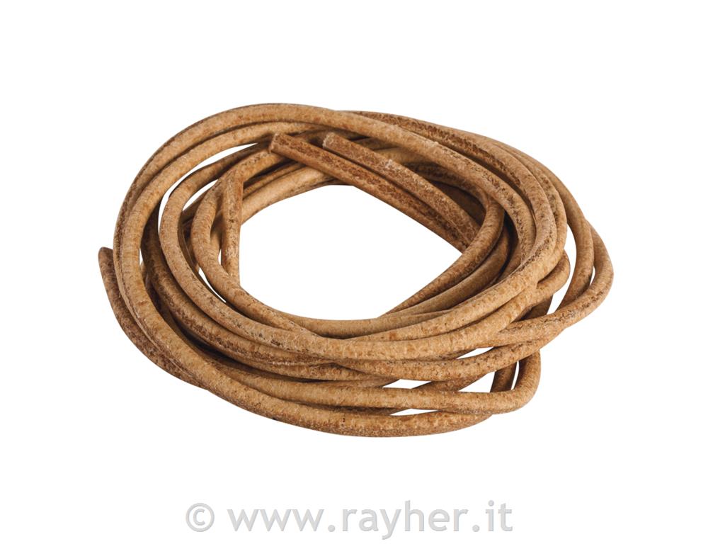 Cordoncino cuoio, bue, 2mm o100cm, busta 2 pzbeige