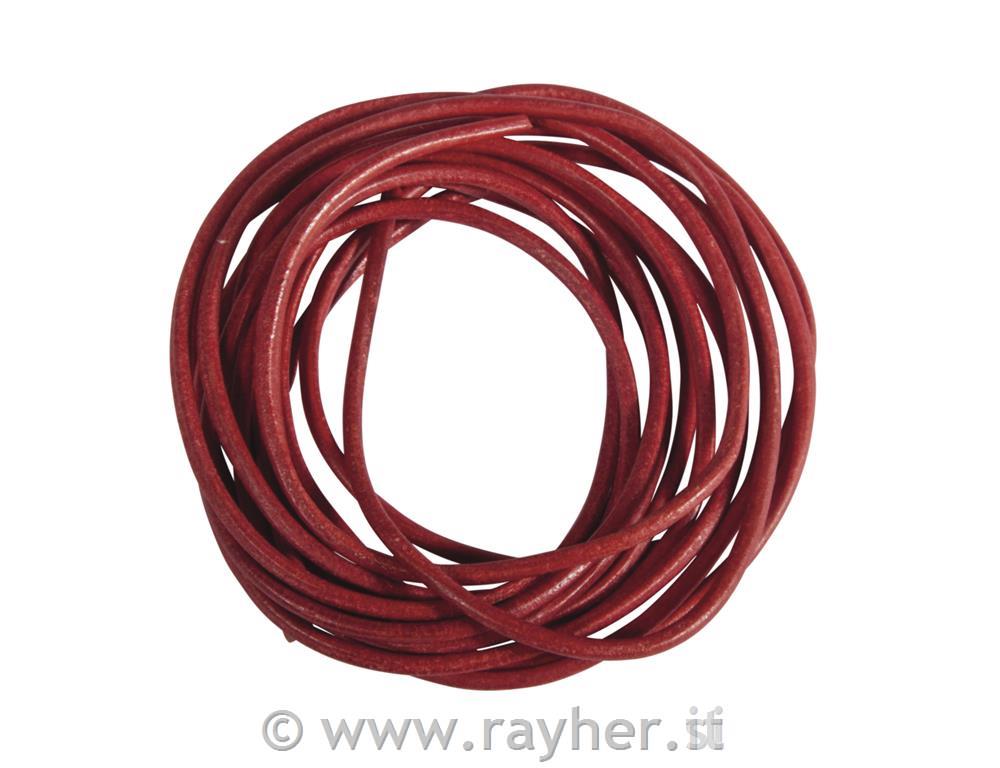 Usnjena vrvica, 2 mm, 100 cm, 2 kom., rdeča