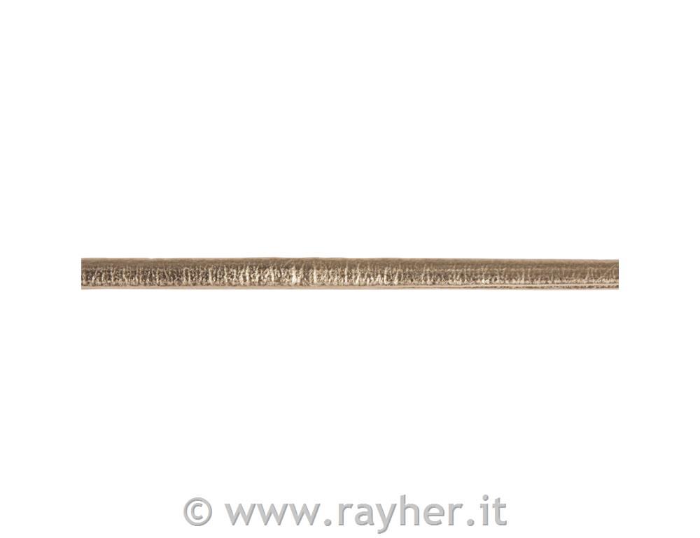 Nastro similpelle metallico piatto, oro,3mm, bus.blis. 2m