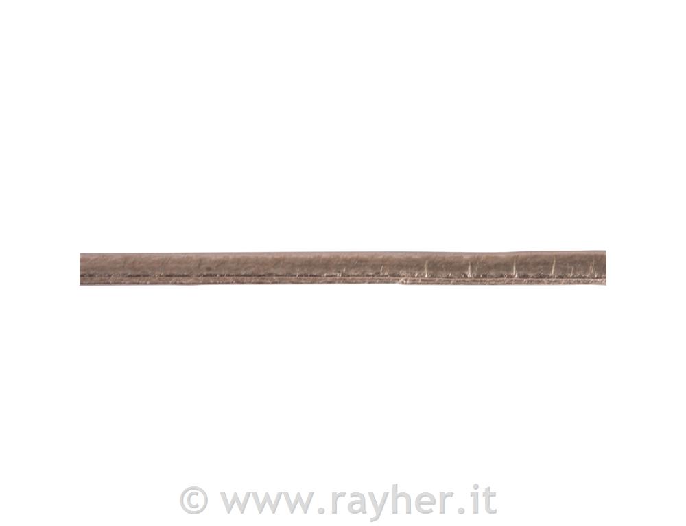 Nastro similpelle metallico piatto, ororose, 3mm, bus.blis. 2m