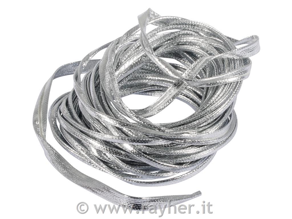 Leatherette tape flat, silver, 2mm, tab-bag 5m