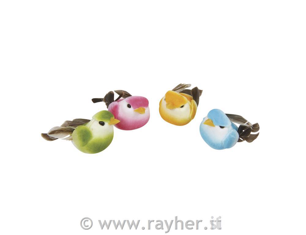 Mushroom bird, 4cm, 4 types, t-bag 4 pc