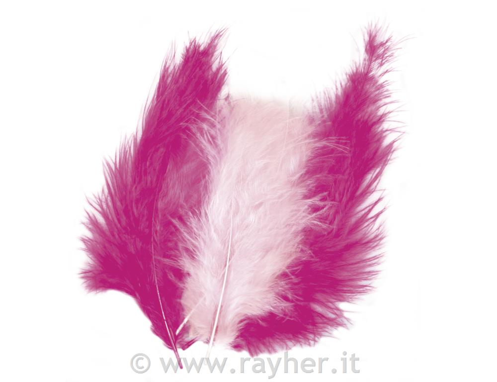 Piume miste10-15cm, busta 15 pzrosa/fucsia