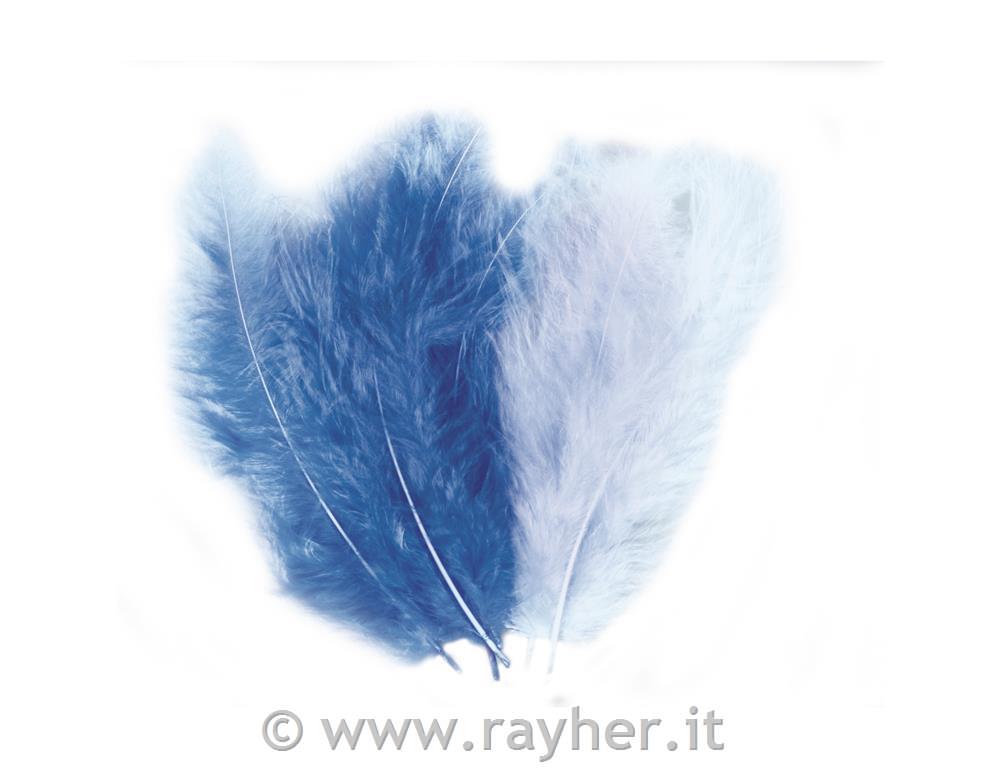 Piume miste10-15cm, busta 15 pzceleste/blu scuro