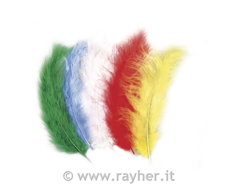 Perje puhasto mešano, različne barve, 10-15cm, 15 kom