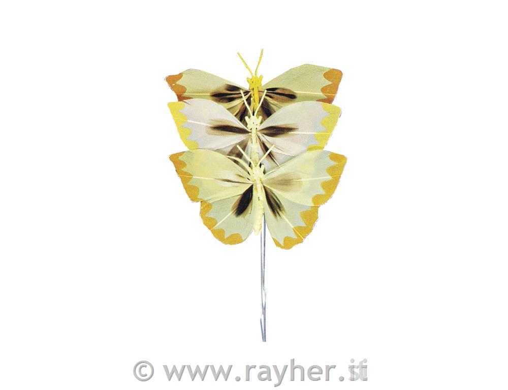 Farfalla di piume2x4cm, busta 6 pztonalitá gialla