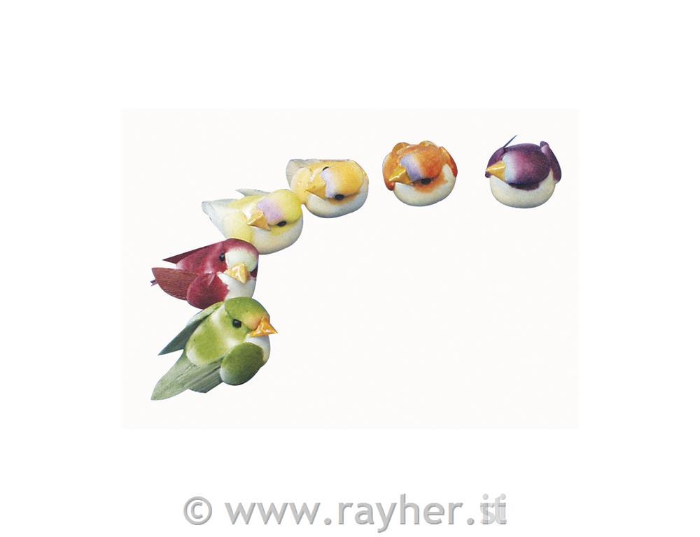 Ptički mali, 6 različnih barv, 1,5 cm, 6 kom.