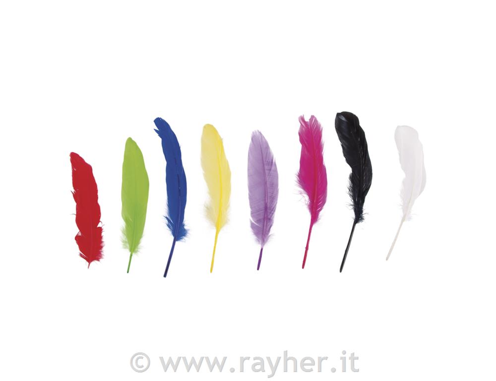 Goose feather, coloured, 16-20cm, tab-ba
