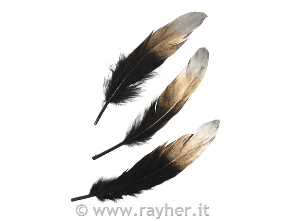 Perje črno zlato srebrno 15-20 cm, 3 kosi