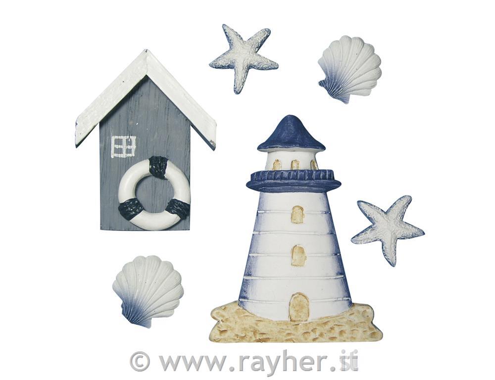 Miniature di poliresina: Casa sul mare2-8 cm, busta 6 pz