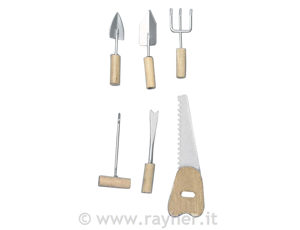 Attrezzo manuale metallo/legno4-6,5 cm, busta 6 pz, 6 tipi