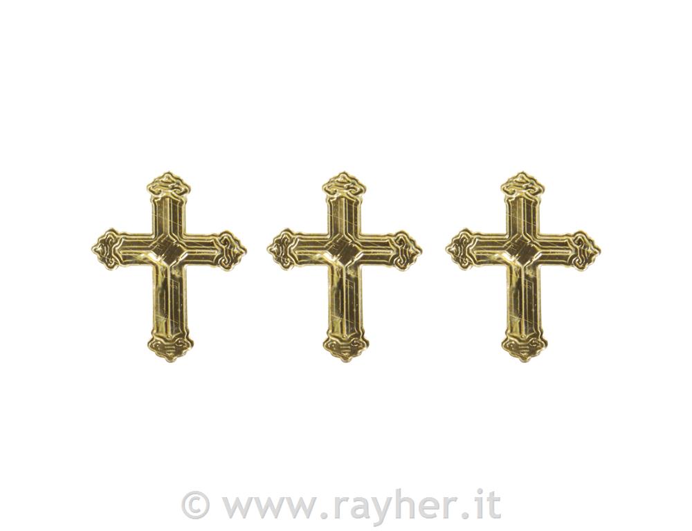 Kovinski okraski: Križ, zlati, 1,5cm, 10 kos