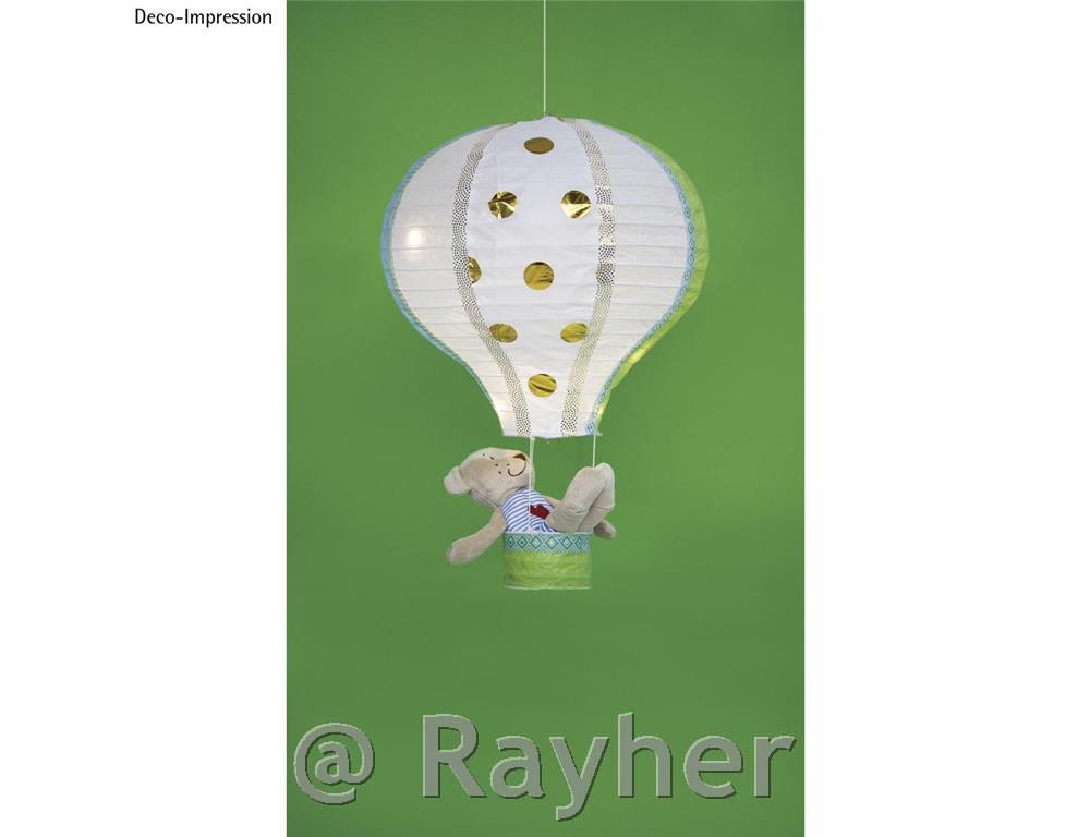 Lanterna carta mongolfiera, 30cm o, bianco, 40cm, c.struttura metallo, busta 1pz