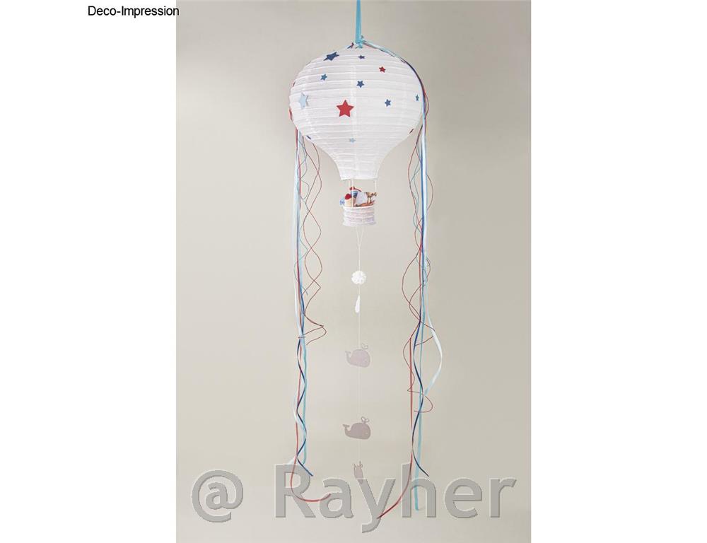 Lanterna carta mongolfiera, 30cm o, bianco, 40cm, c.struttura metallo, busta 1pz