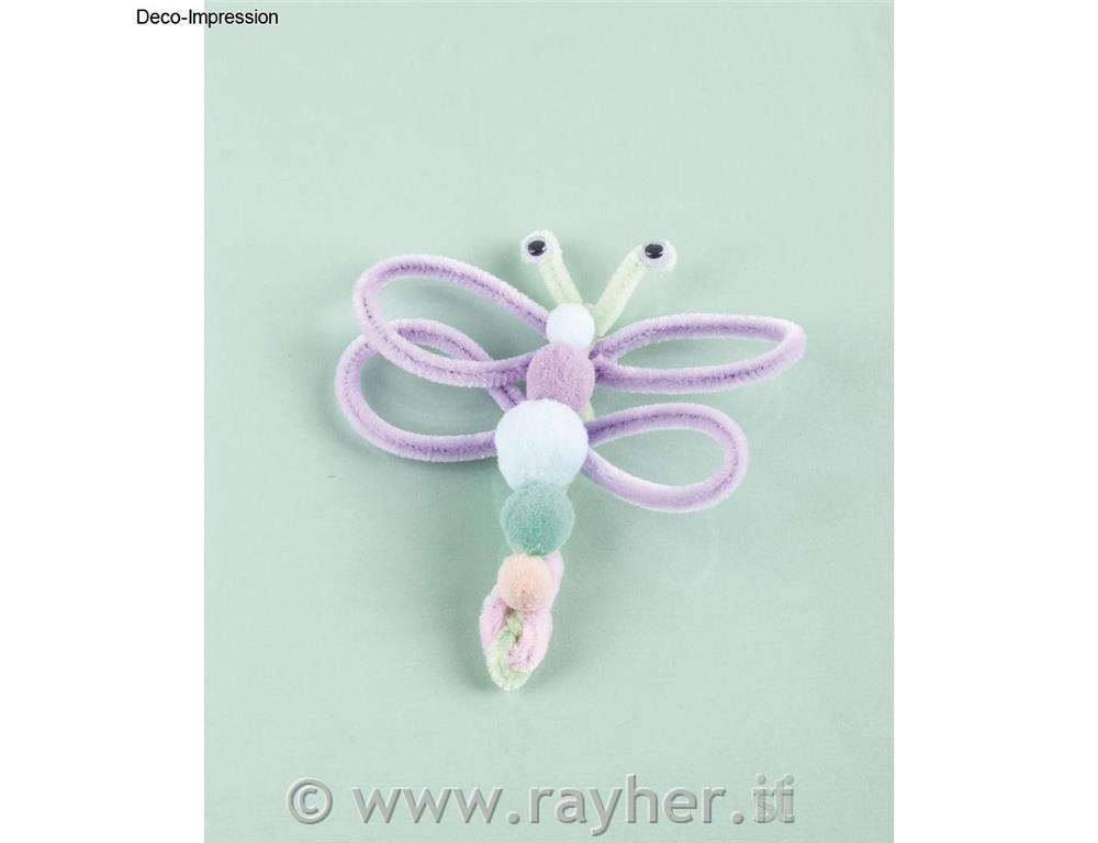 Un set di pon pon, fili pelosi e occhi125 pezzi, toni pastello