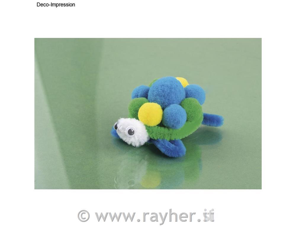 Un set di pon pon, fili pelosi e occhi125 pezzi, colori misti