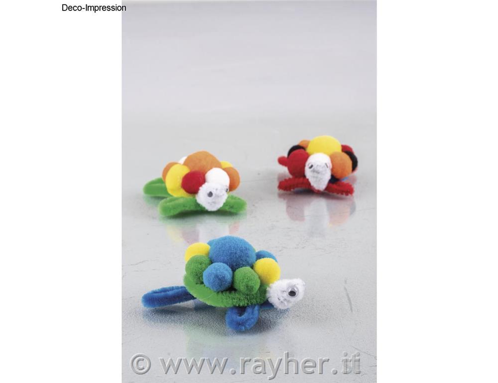 Un set di pon pon, fili pelosi e occhi125 pezzi, colori misti