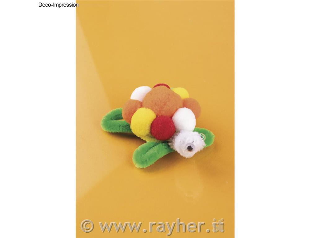 Un set di pon pon, fili pelosi e occhi125 pezzi, colori misti