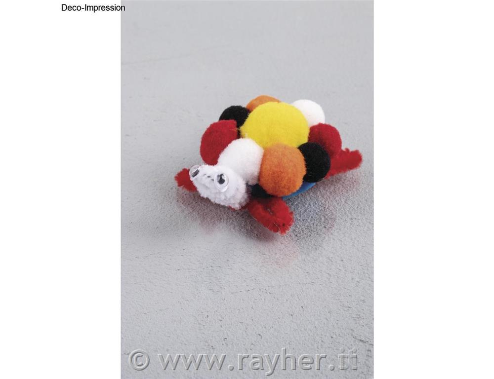 Un set di pon pon, fili pelosi e occhi125 pezzi, colori misti