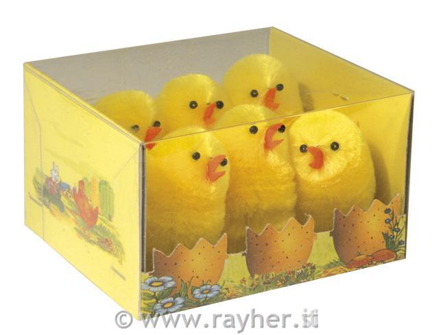 Pulcini ciniglia di seta 5cmPVC - Box da 6 pz