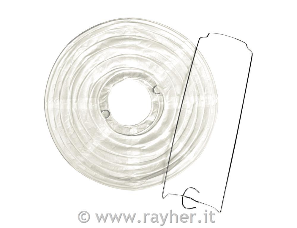 Lampioncino carta, 30cm oc .telaio metallo, busta 1pzbianco