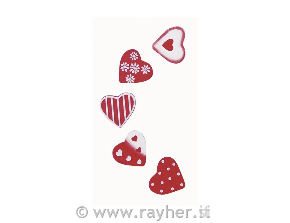 Wooden objects: Heart, 3 cm, 5 types, ta