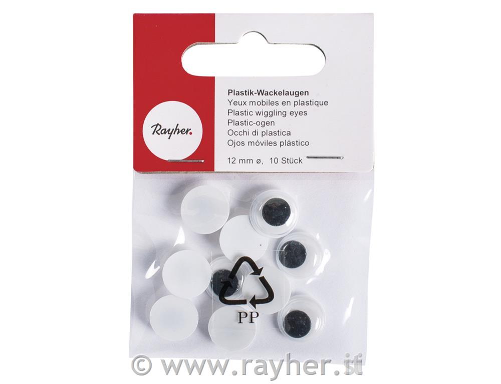 Occhi di plastica con pupilla mobilebusta 10 pz12 mm o