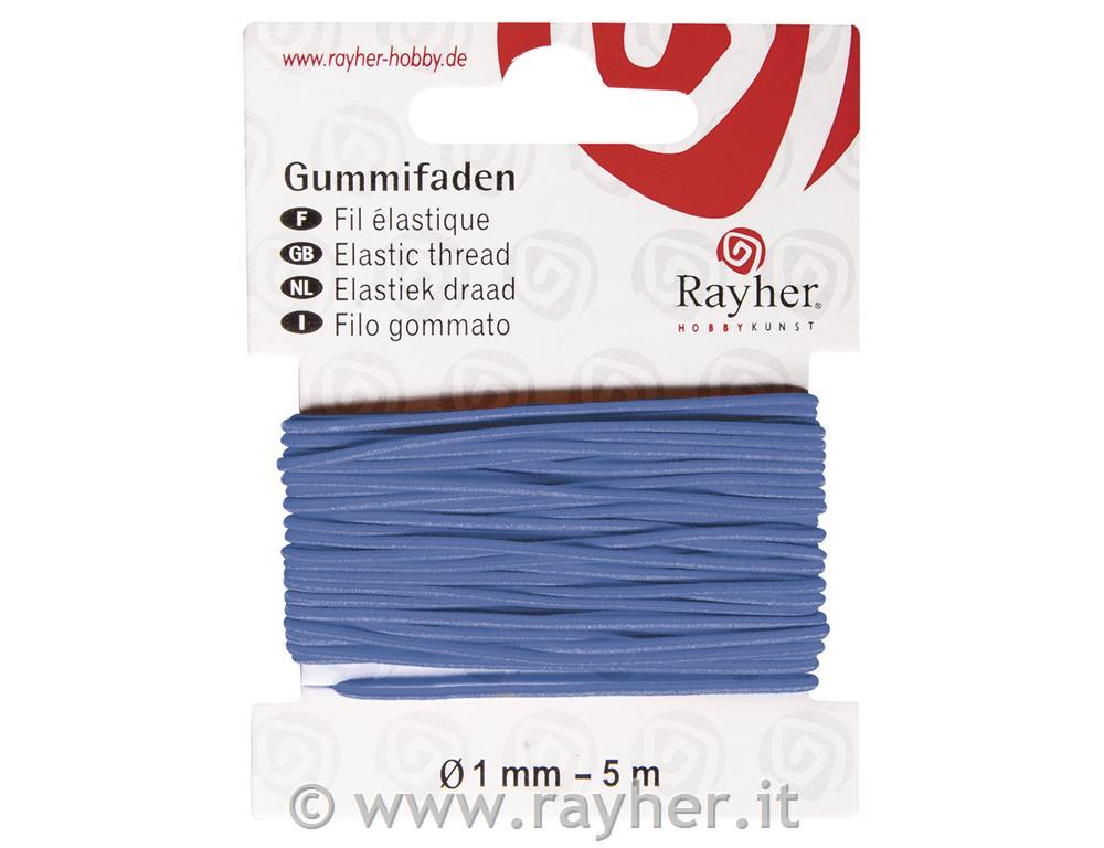 Gumijasta vrvica, 1mm, modra, 5 m