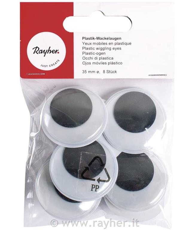 Plastic wiggling eyes to glue on, 35 mm
